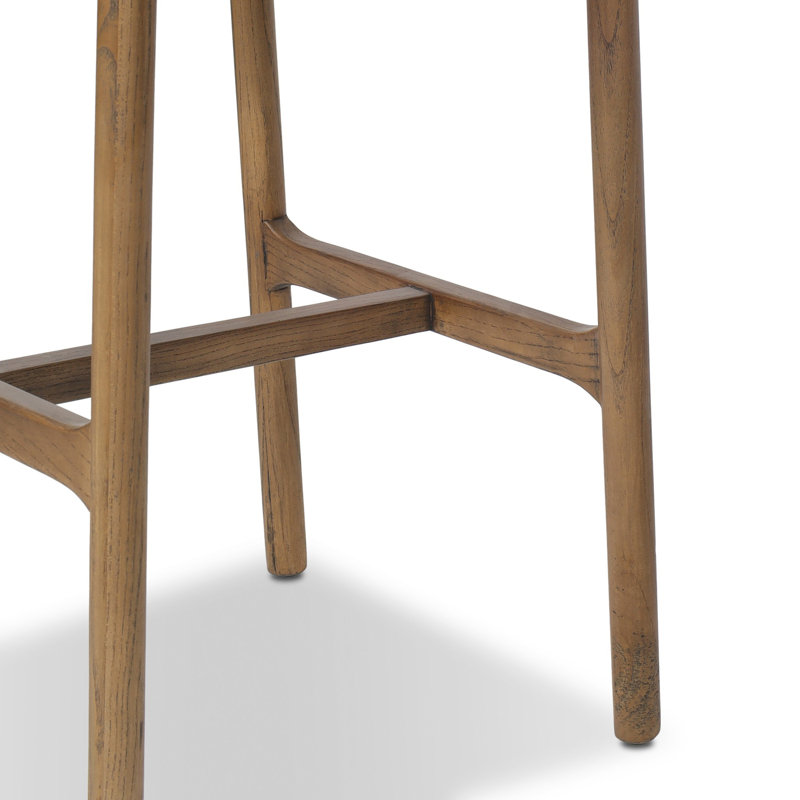 Tabouret Solene, Tabouret de bar (siège d'une hauteur de 30 po), Mousse Dulane / cuir véritable, Bois de micocoulier grillé