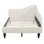 Twin Size L-Shaped Linen Daybed, With Solid Wood Legs, Beige