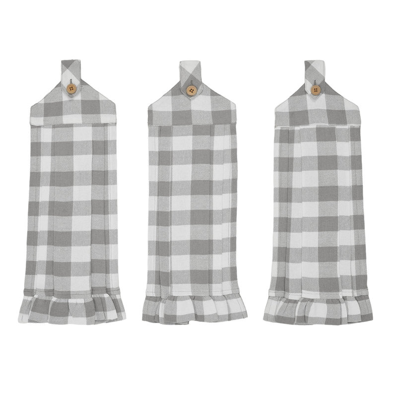 Serviette de cuisine à carreaux Annie Buffalo, Gray/White