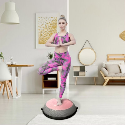 Balance Ball Balance Trainer 660Lbs Weight Capacity 23" Half Ball With Resistant Band, Anti Burst Design, Anti-Slip Surface For Home Gym Core Ab Training Yoga Fitness Stability Workout With Foot Pump