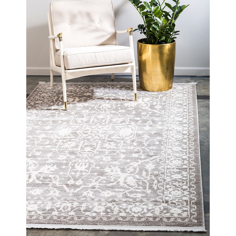 Tapis gris à motif géométrique Maglione, Rectangle 4 pi x 6 pi