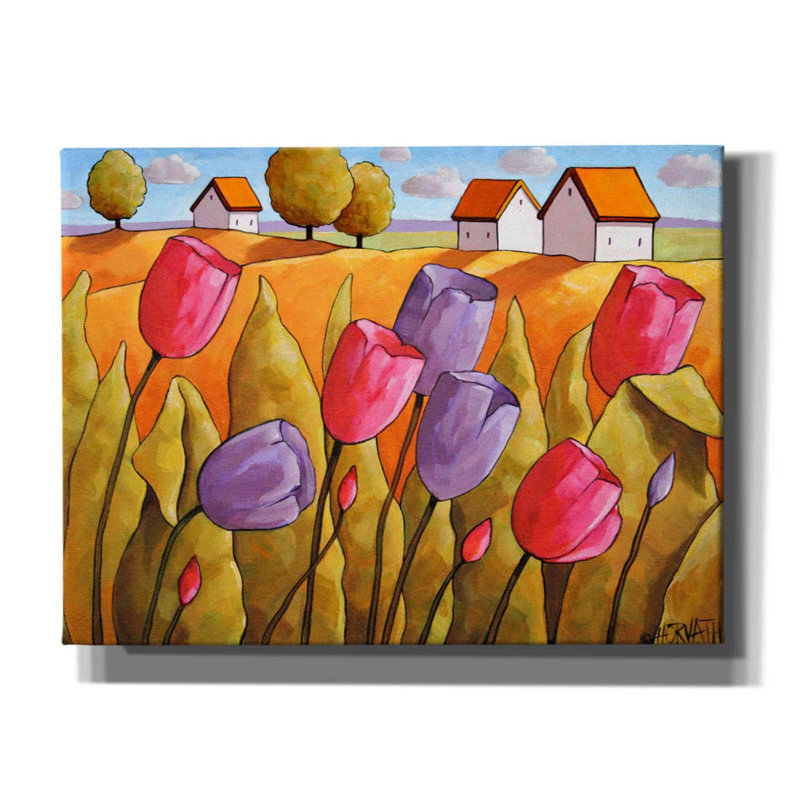 Red Barrel Studio 'Tulips Landscape Yellow' By Cathy Horvath-Buchanan, Canvas Wall Art, H 12 po x l 16 po x P 0,75 po