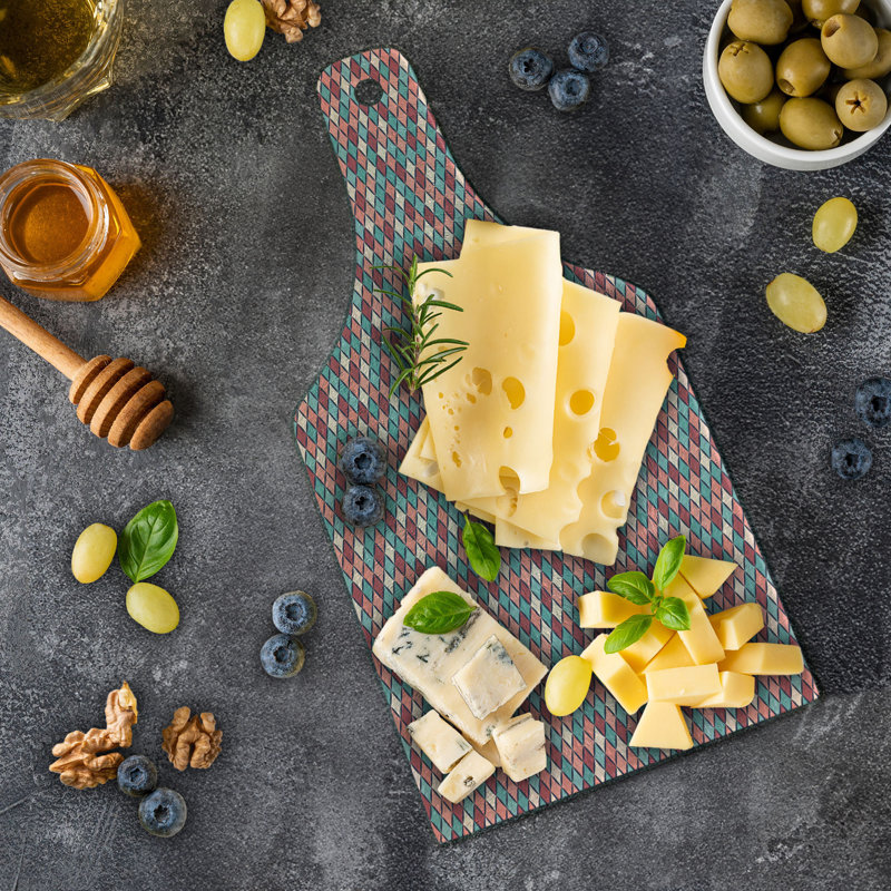 Ambesonne Geometric Tempered Glass Cutting Board Retro Style Checkered Multicolor