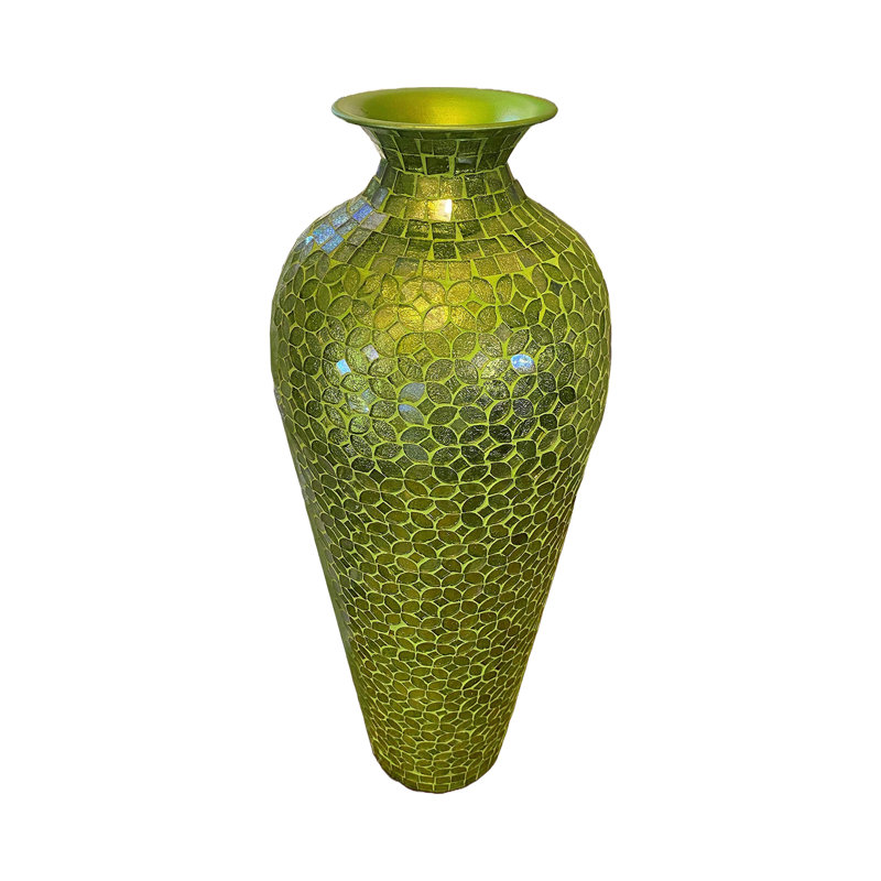 Iesha 20 Inch Glass Floor Vase, Green