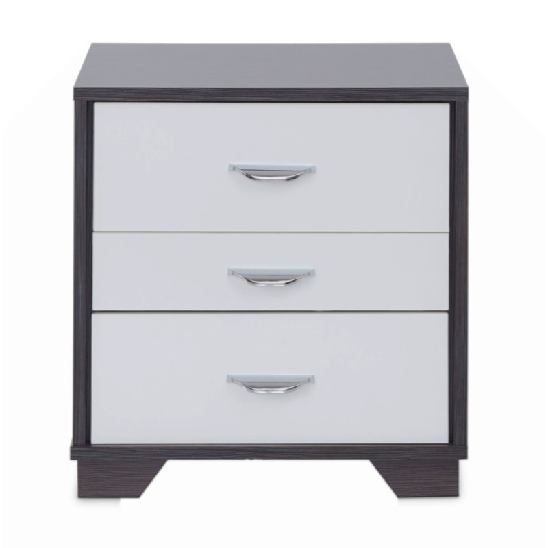 3-Drawer Rectangular Accent Table High End Table, White/Brown
