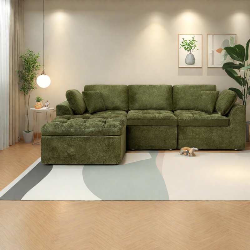 Spacieux modulaire modulaire en chenille pour la maison, avec repose-pieds mobile