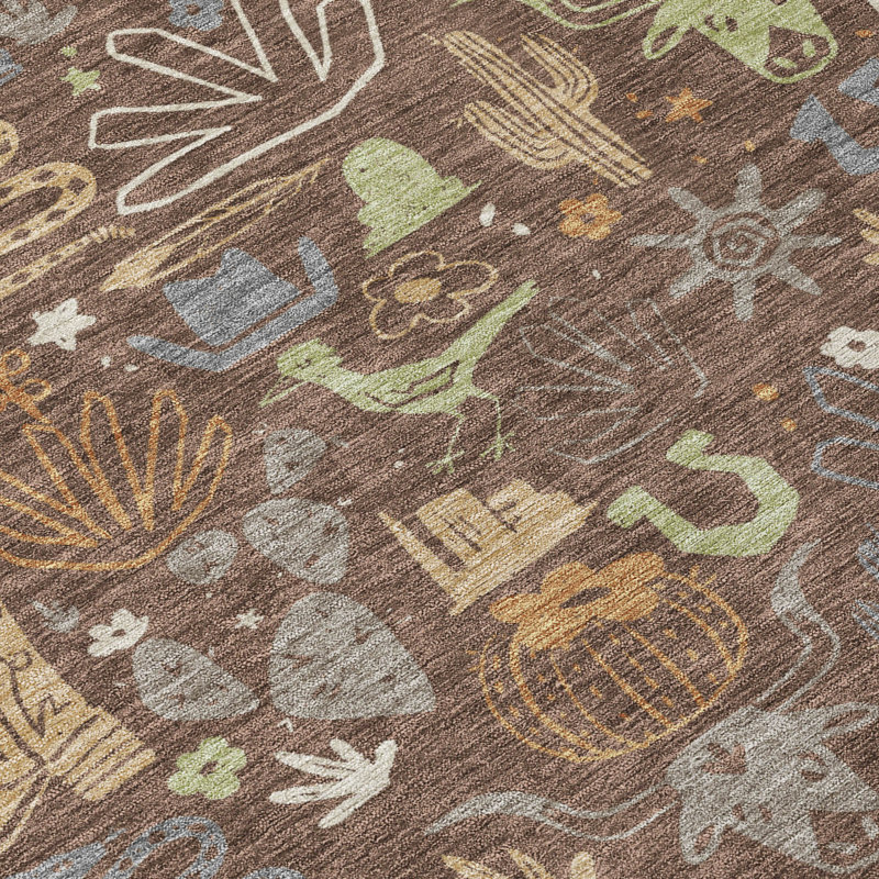 Machine Washable Indoor/Outdoor Chantille ACN2512 Kids Rug, Rectangle 10' x 14', Chocolate