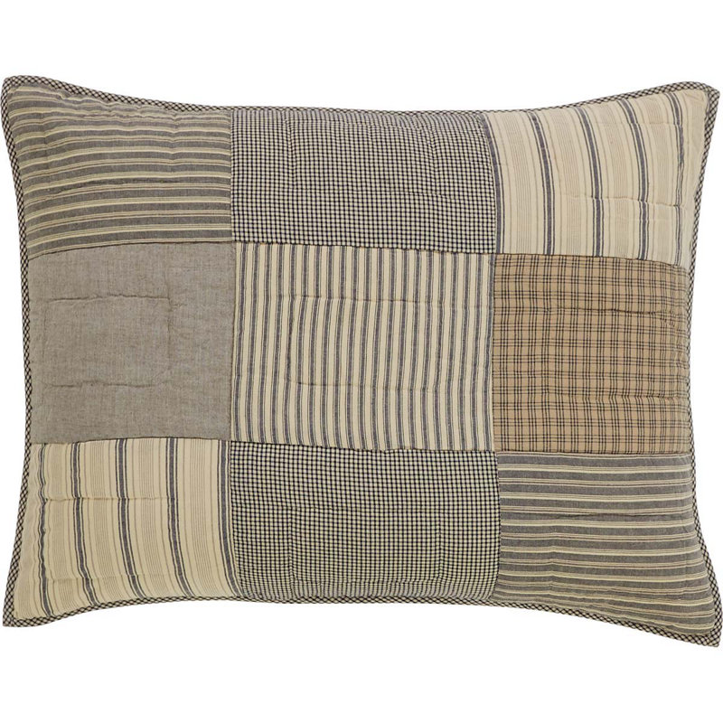 Couvre-oreiller Sawyer Mill 100% coton, Standard, Gris anthracite / kaki / crème foncé
