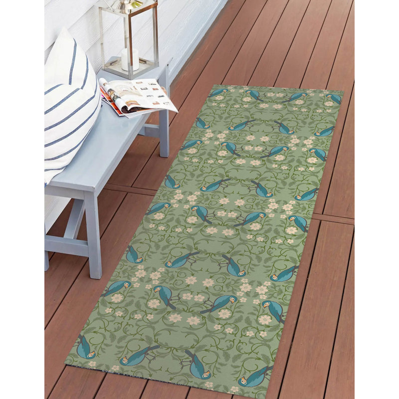 Tweetie Soft Step Outdoor Area Rug, Runner 8' x 2'6, Sage