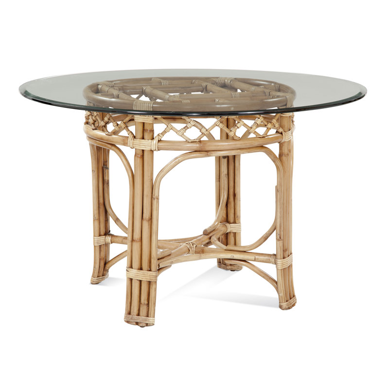 Chippendale Round Glass Top Dining Table, 30" H x 48" L x 48" W, Mushroom