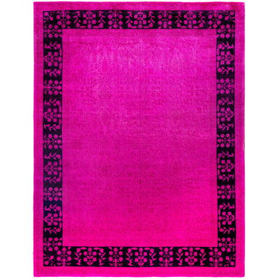 Tapis unique noué à la main rose de 8 pi 0 po x 10 pi 5 po Rachal