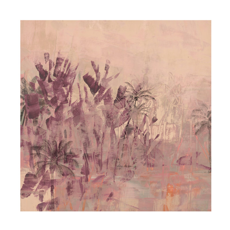 Art mural sur toile tendue - "Palm Grove Impasto I" de June Erica Vess pour décoration de salon, de chambre à coucher ou de bureau - 35 x 35