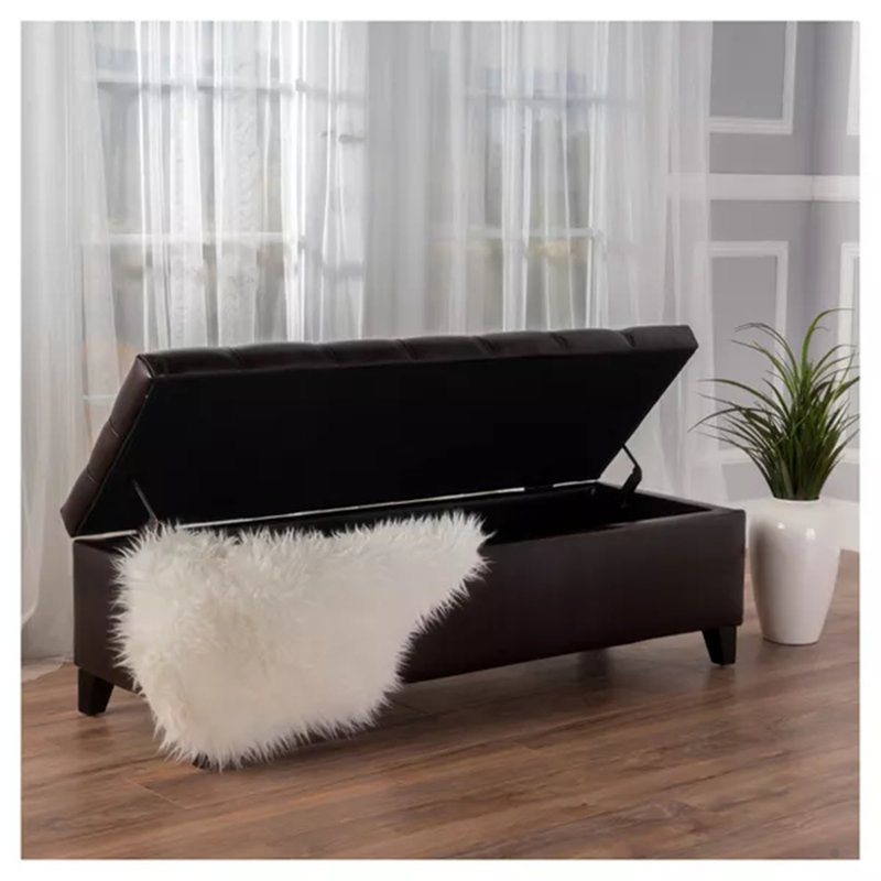Ottoman Bench With Storage, Dark Brown