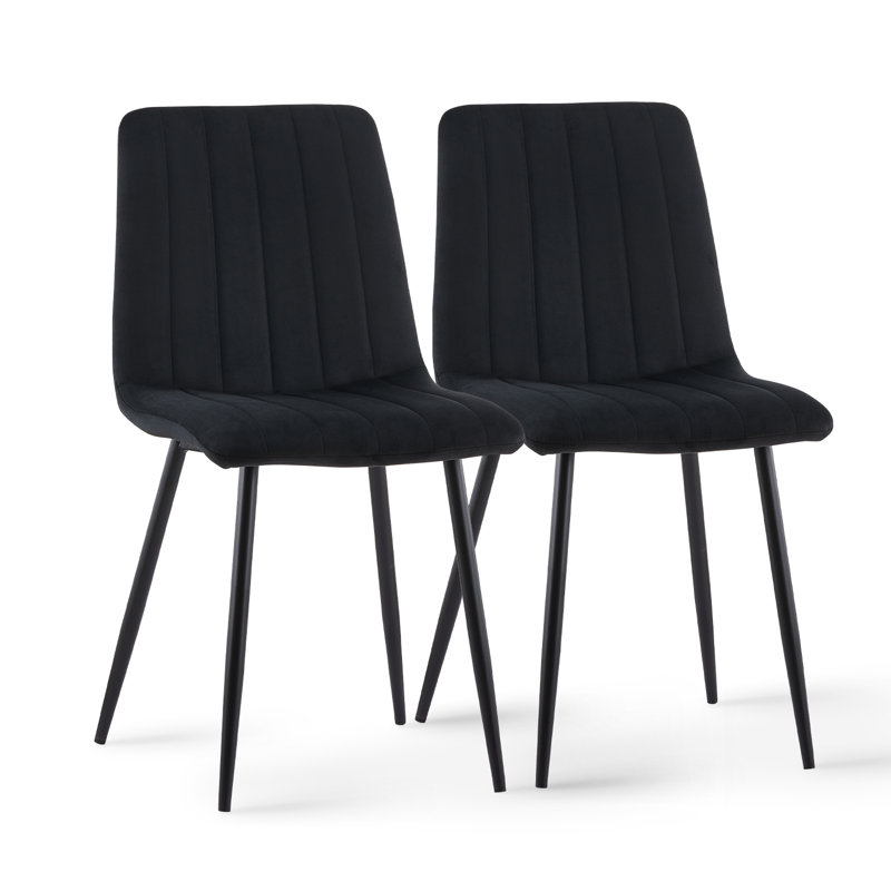 Aly 50cm H Velvet Upholstered Side Chair, Black