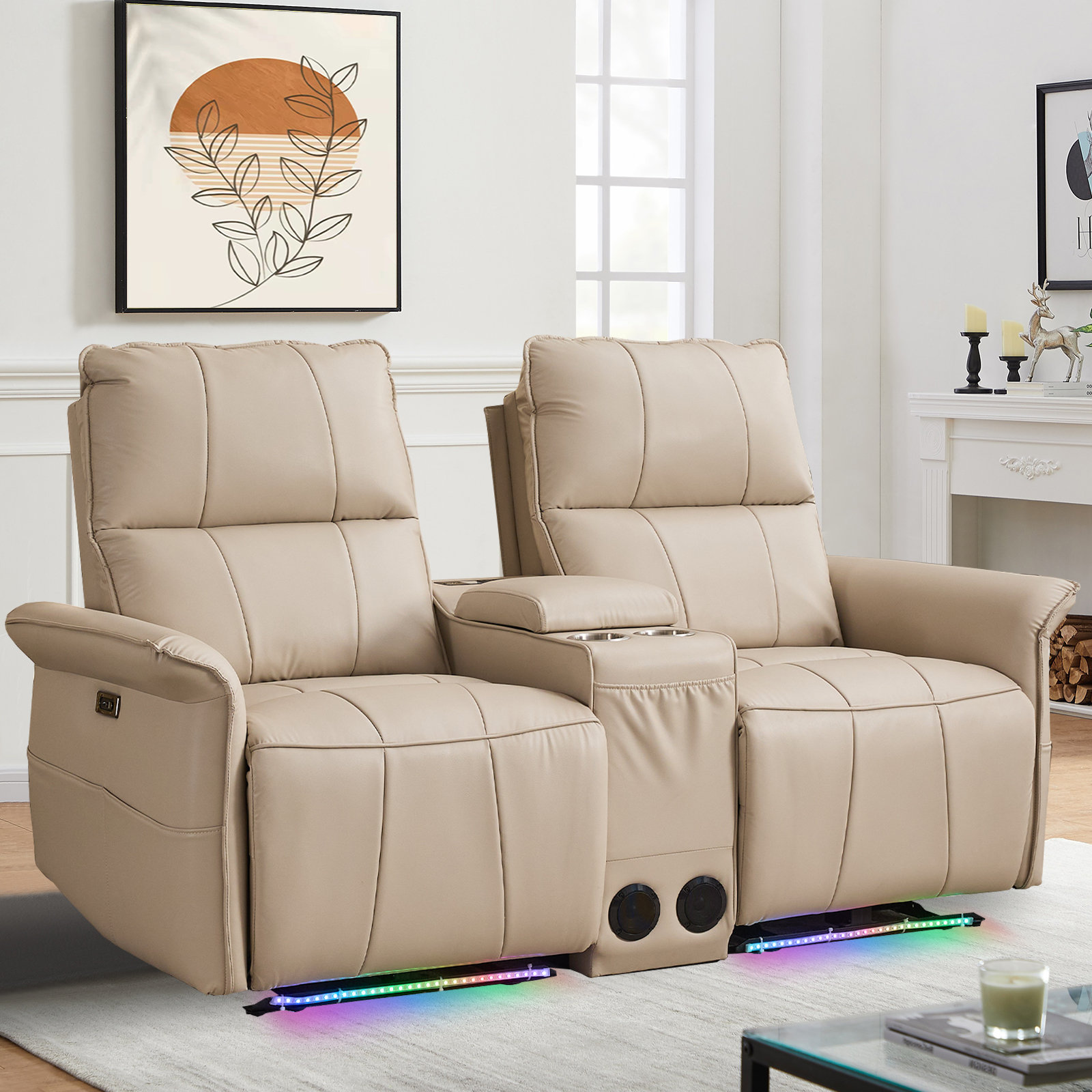 Wrought Studio Upholstered Reclining Loveseat Power Loveseat Recliner