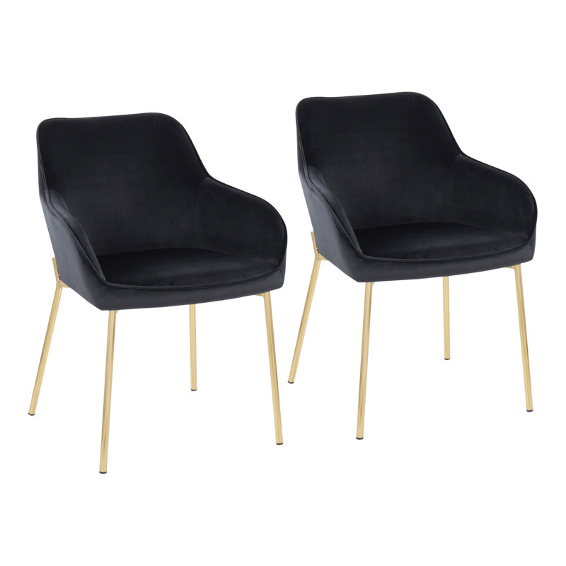 Cyr 19'' H Velvet Upholstered Armchair, Cream, Gold