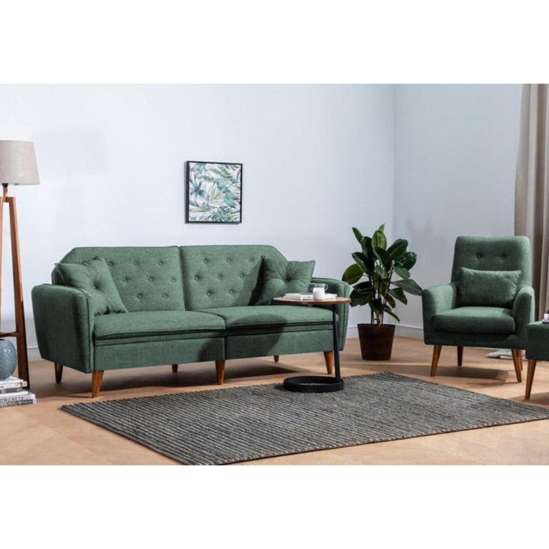 Ensemble de salon inclinable 2 pièces Audette, 100 % lin vert