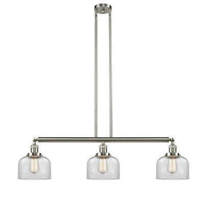 Jebediah 3-Light Metal Kitchen Island Pendant with Glass Shades 