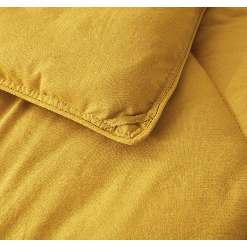 Washed Microfiber Bedding Honeycomb Comforter Set, Full/Double Comforter + 2 Standard Shams, Mustard Yellow
