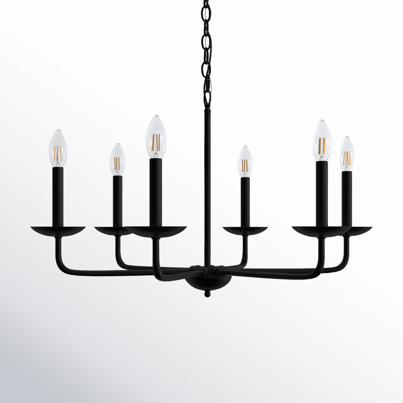Baltray 6-Light Chandelier, Noir, H 18,5 po x l 30 po x P 30 po