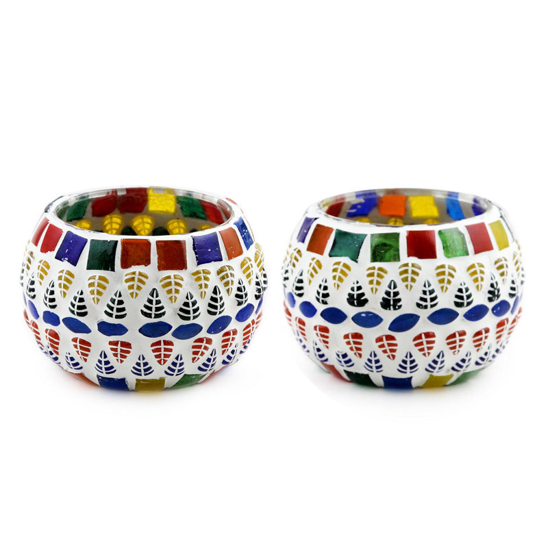2 Piece Glass Tealight Holder Set