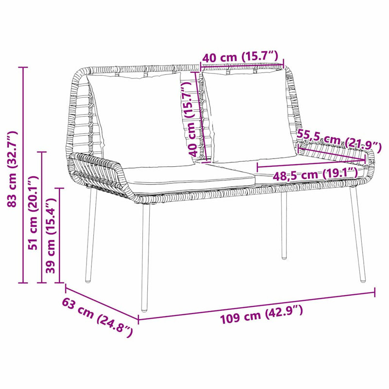 Poly Rattan Outdoor Bench