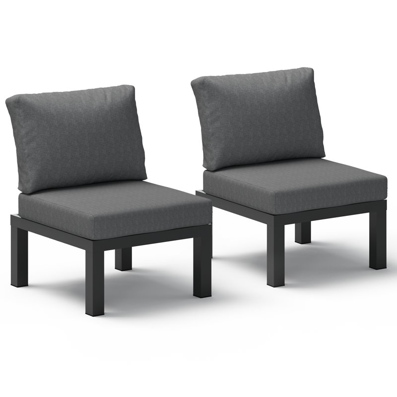 Ensemble de conversation modulaire en aluminium 2 pièces avec ensemble de conversation d'extérieur toutes saisons avec coussins amovibles, graphite