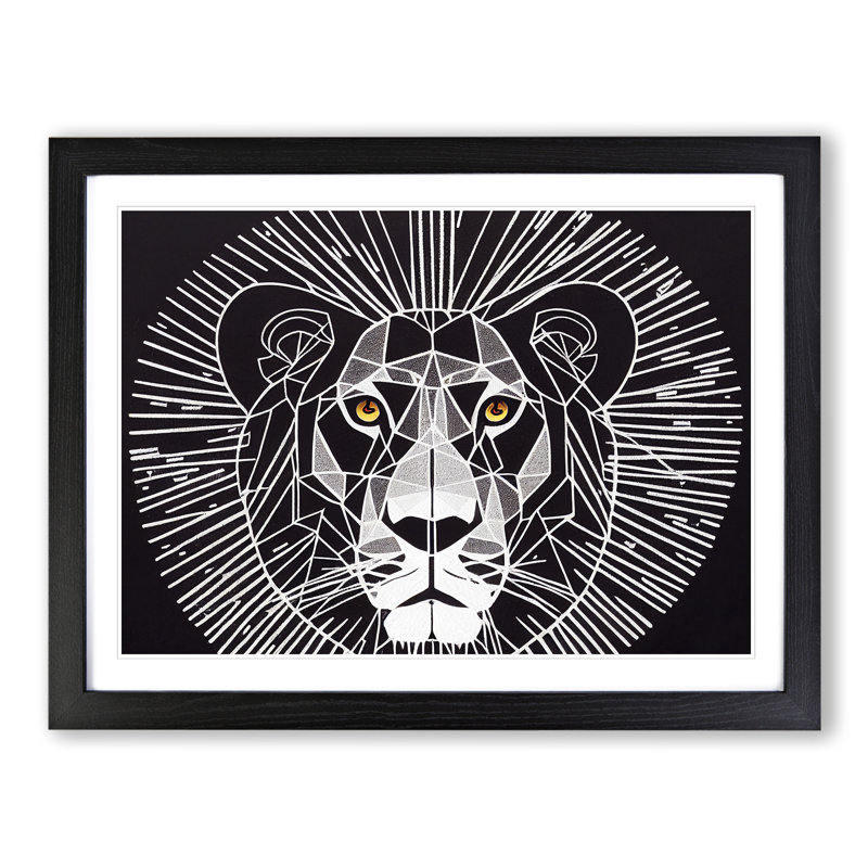 Unique Abstract Lion - Framed Print, Black, 46cm H x 64cm W x 2cm D