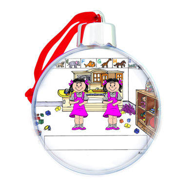 Personalized Twin Sisters Christmas Bulb Ornament