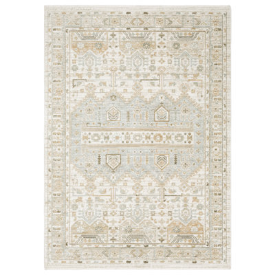 Lainey Vintage Tribal Medallion Pale Blue/Beige Area Rug