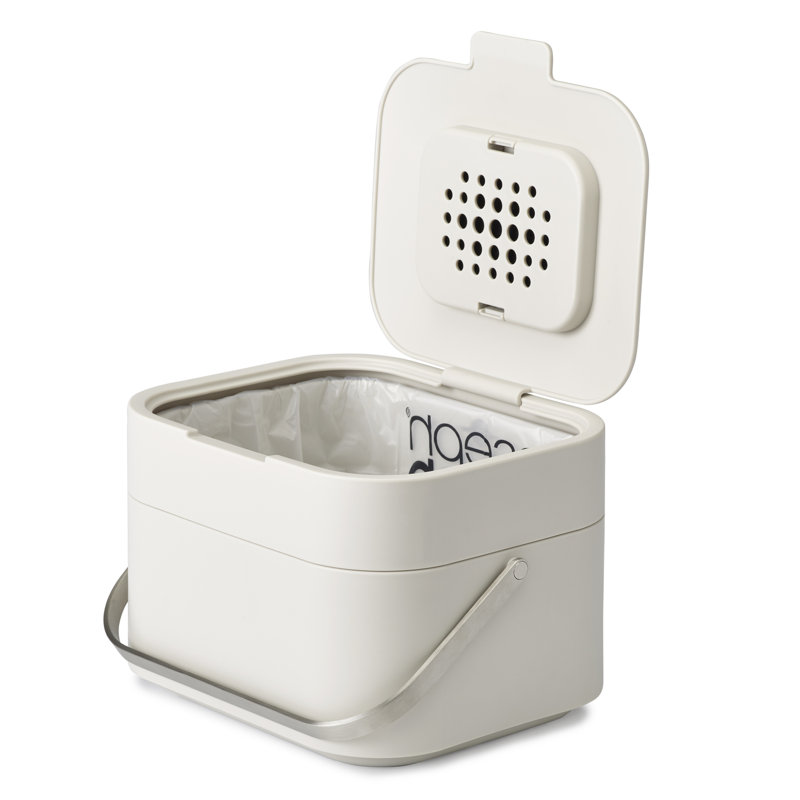 Joseph Joseph Stack 1 Gallon Food Waste Compost Bin with Odour Filter, Stone