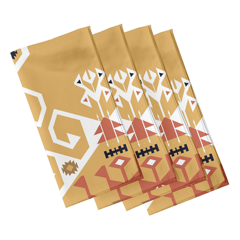 Vallelunga Polyester Geometric Square Napkin, Yellow