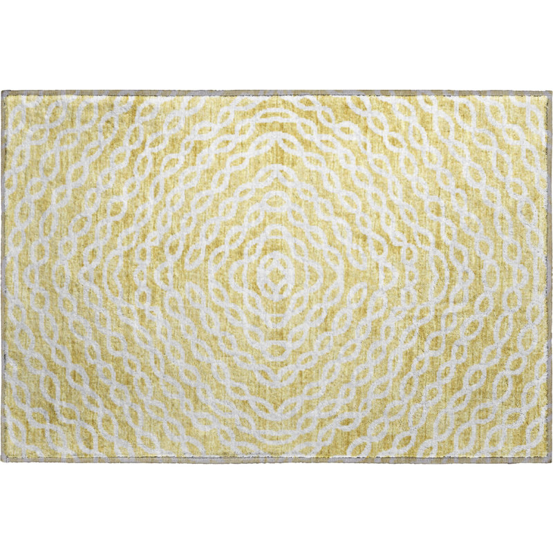 Premium Machine Washable Mayfield AMF74 Geometric Rug, 1'8" x 2'6", Ash