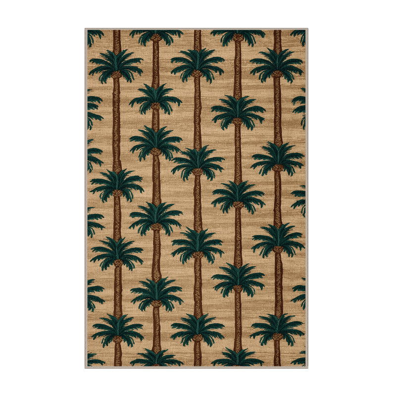 Washable Palm Groups Hawaiian Area Rug, Rectangle 7' x 10'