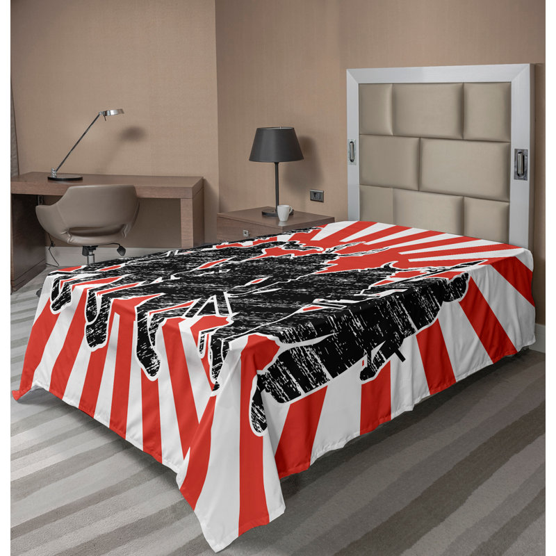 Drap-housse japonais Ambesonne, Drap plat pour lit simple TG