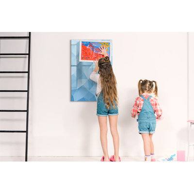 Magnetic Memo Board Whiteboard - 60 x 90 cm - With Marker and Magnets - Triangles abstraction