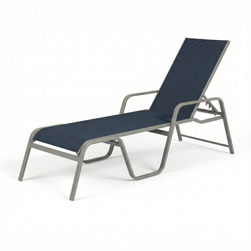 Chaise, Dupioni Sapphire Sling/Matte Gray