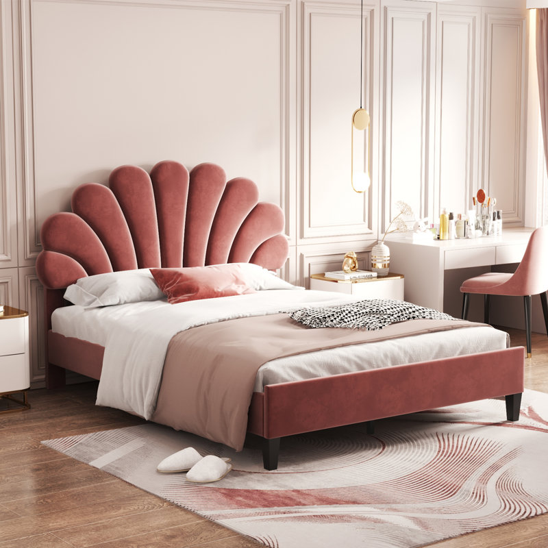 Lit plateforme tapissier Marlowe, Lit double, Pâte de haricots rouge