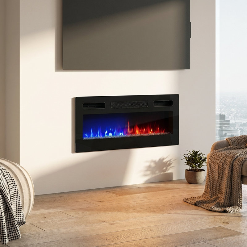 31.5" Electric Fireplace Heater - Black, Black