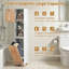 Rubber Wood, MDF, Fabric Freestanding Linen Cabinet
