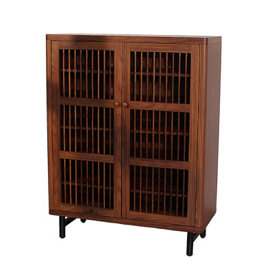 Armoire à chaussures avec portes à volets, armoire à chaussures à 6 niveaux avec tablettes réglables, range-chaussures moderne en bois pour hall d'entrée, couloir, placard, salon, noyer