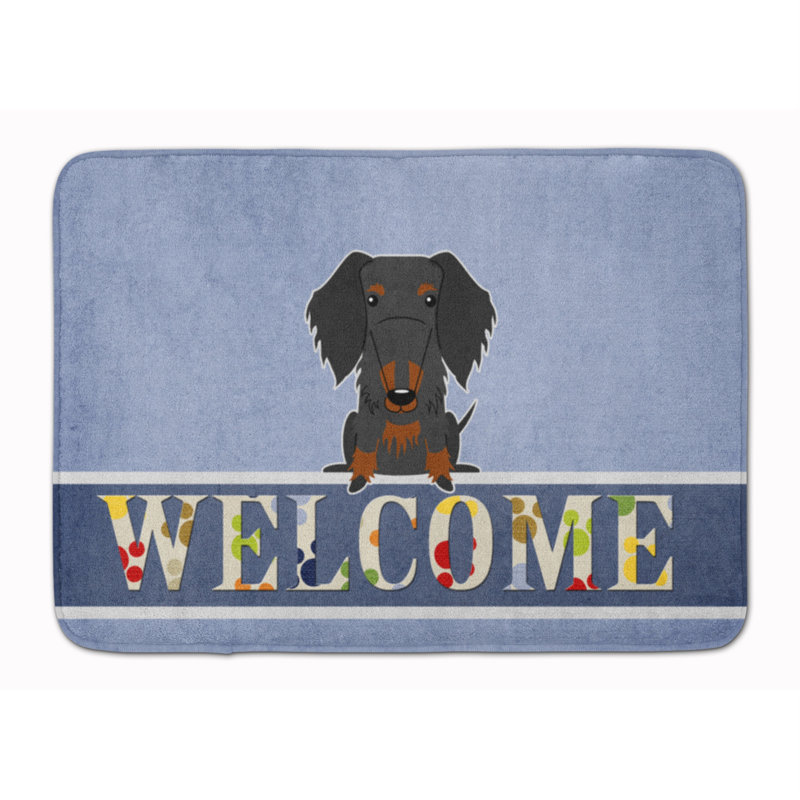 Tapis antidérapant pour salle de bain Welcome, Teckel à poil dur