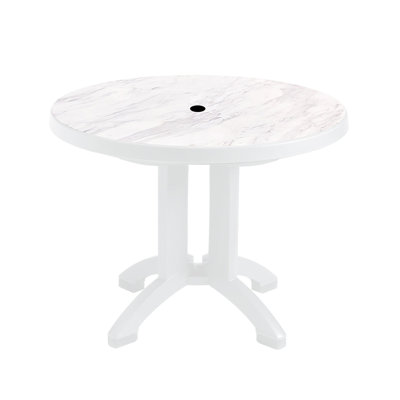 Aquaba Round Folding Outdoor Dining Table With Umbrella Hole , 38'' in. W 38'' in. D