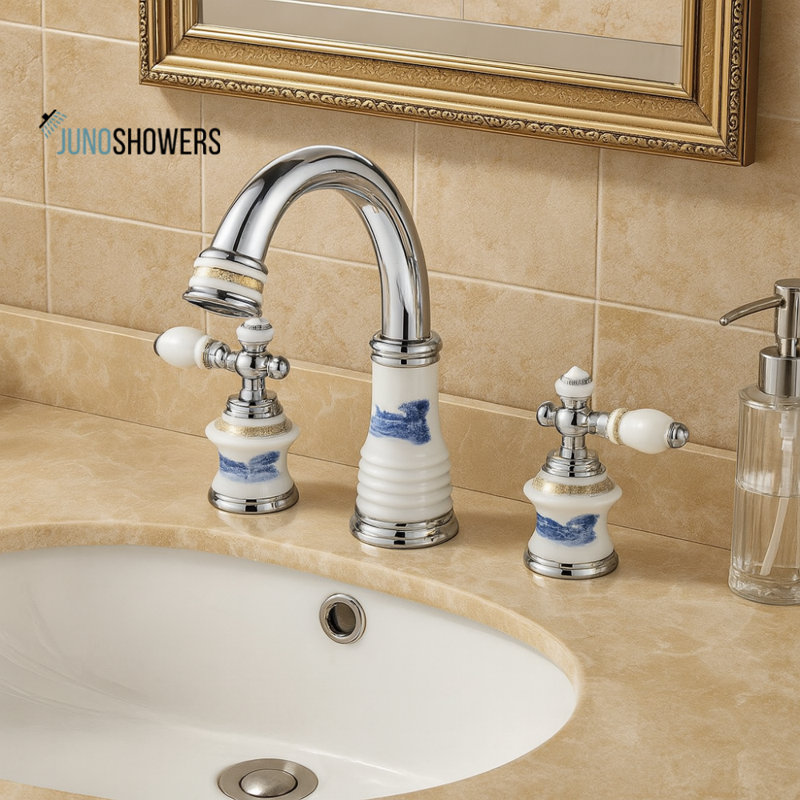 Système de douche mural chromé avec valve thermostatique et douchette