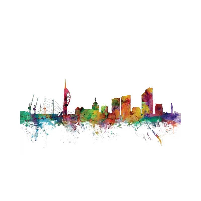 Portsmouth, England Skyline by Michael Tompsett - 1 Piece Wrapped Canvas Wall Art, 101.6 cm H x 66.04 cm W x 3.175 cm D