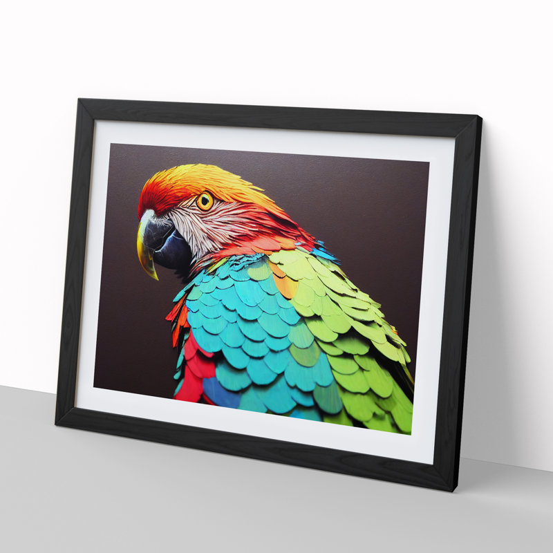 XH1022-6793X Parrot Portrait Vol.2 - Single Picture Frame Print, 46cm H x 64cm W x 2cm D, Black