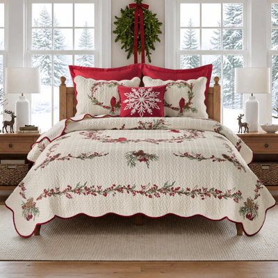 Ensemble de courtepointe brodée Splendeur des Fêtes