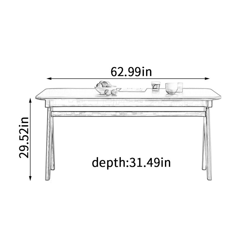 Black Retro Design Rectangular Dining Table,  29.52"H x 62.99"L x 31.49"W