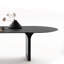 Table de salle à manger simple en bois massif noir ovale-106616666