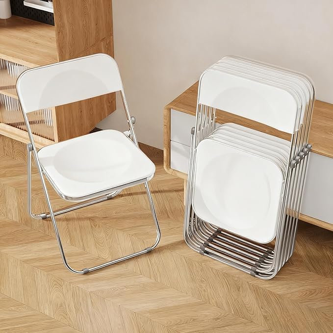 Stackable Folding Chair Folding Chair Set, White